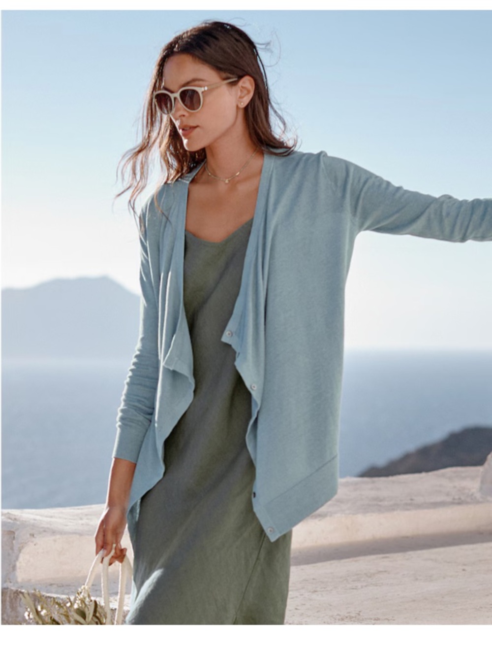 Garnet Hill Easy Linen Draped  Front Cardigan, size large. Great condition.